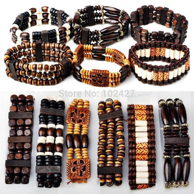 Wood Beads Charm Bracelet