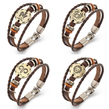 Zodiac Constellation Cowhide Bracelet