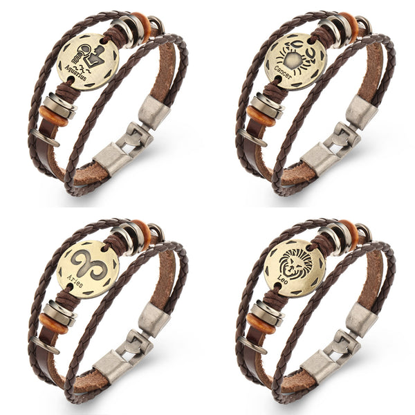 Zodiac Constellation Cowhide Bracelet