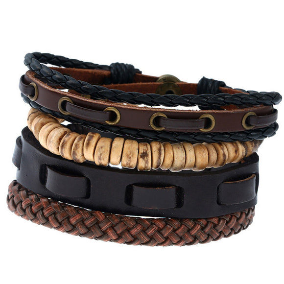 Retro Men Wood Beads Bracelets