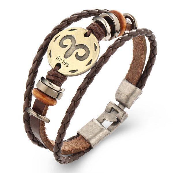 Zodiac Constellation Cowhide Bracelet